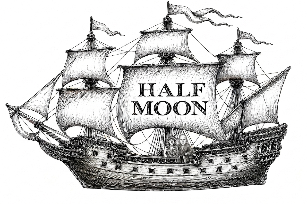 Half Moon Keansburg ship wheel emblem